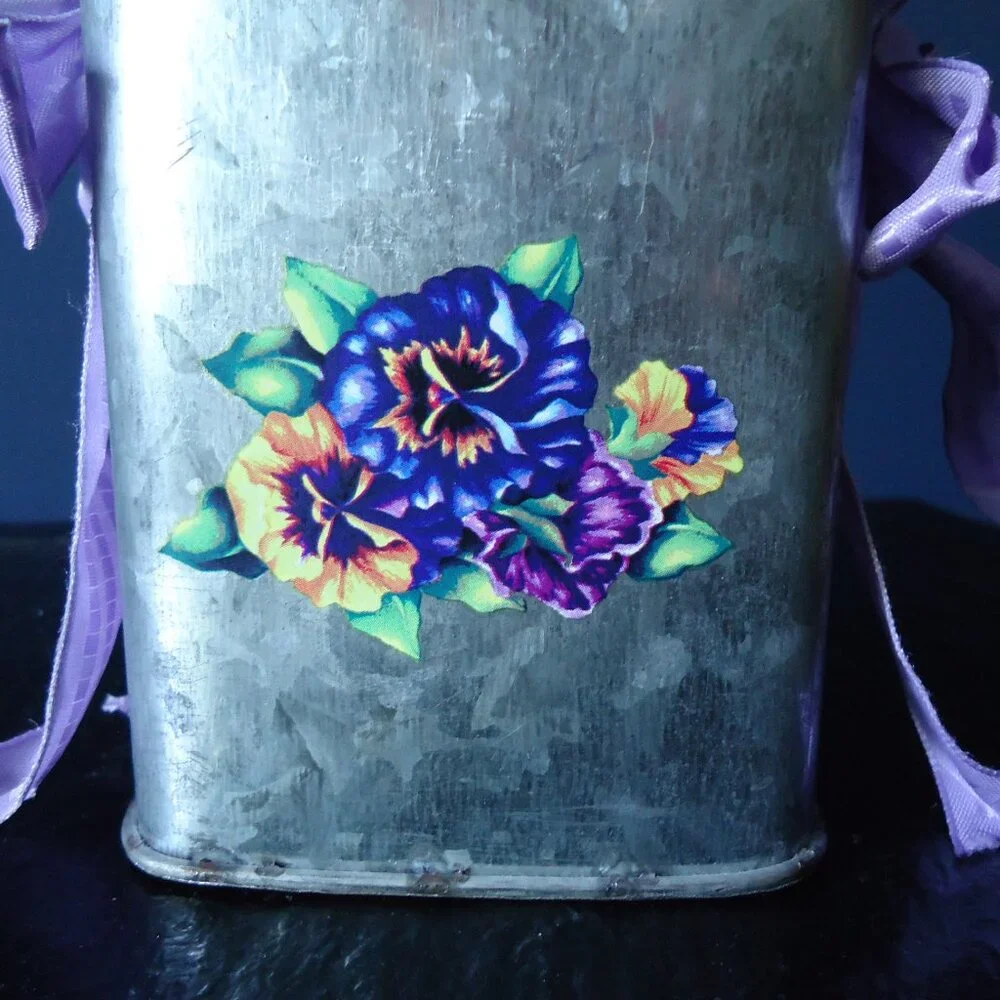 Violet Plant Faux in Metal Container